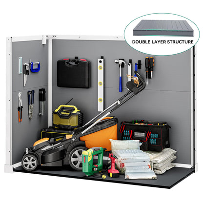 DWVO 4.7x2.5 FT Outdoor Storage Shed w/o Shelf, 35Cu.ft Horizontal Resin Tool Shed with Hydraulic Gas Rod and 3 Locks for Garden, Trash Cans, All-Weather Outdoor Storage, Lockable with Floor