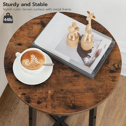 15.7" BF95BZ01 HOOBRO Side Table, Round End Accent Table with Sturdy Metal Frame, Round Nightstand, for Living Room