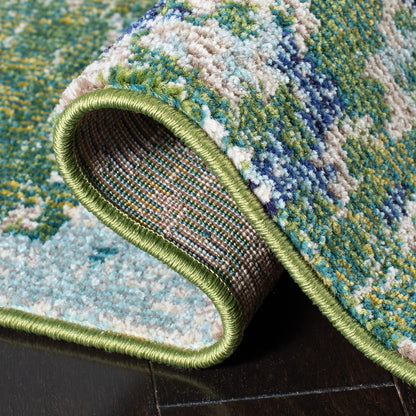 SAFAVIEH Madison Collection Area Rug - 10' x 14', Green & Turquoise, Boho Abstract Distressed Design, Non-Shedding & Easy Care, Ideal for High Traffic Areas in Living Room, Bedroom (MAD425Y)