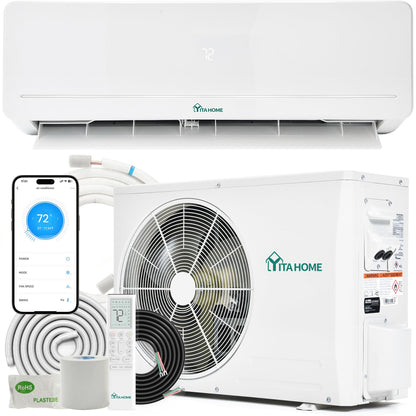 YITAHOME 18000 BTU Mini Split AC/Heating System, Ductless Mini Split Air Conditioner Heat Pump,230V 20 SEER2 Energy Efficient Inverter AC Unit,Wifi Enabled Compatible with Alexa for Apartment, Garage