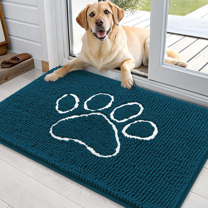 OLANLY Dog Door Mat - Absorbent Non-Slip Mud Mat for Muddy Paws | 35x24, Atlantic Blue, Quick Dry Chenille