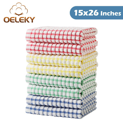 Oeleky Dish Towels for Kitchen 15x26 Inches, Pack of 8 Cotton Kitchen Towels for Drying Dishes (Multi, 15x26 inches)