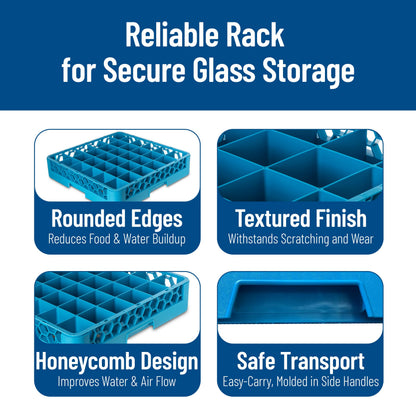 Carlisle FoodService Products RG3614 OptiClean 36 Compartment Glass Rack, 2.94" Compartments, Blue (Pack of 6)