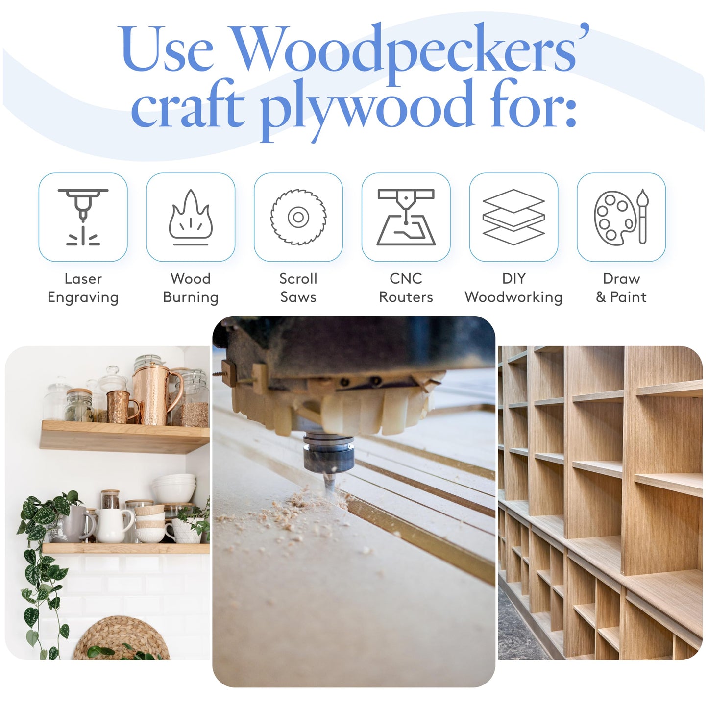 3 mm Baltic Birch Plywood 1/8 x 9 x 12 Inch, Box of 45 B/BB Grade Craft Wood, Stronger Than Basswood Sheets, for Laser, CNC Cutting and Wood Burning, by Woodpeckers