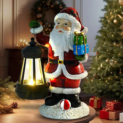 Skiennix Santa Claus Decor - Charming Standing Figurines with Lantern Light for Holiday Home Decor