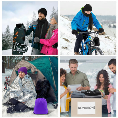 Shyyween Homeless Care Package Supplies Bulk Winter Emergency Blankets Beanies Hat Gloves Scarves Socks Bags for Men Women(6 Colors,300 Pcs)