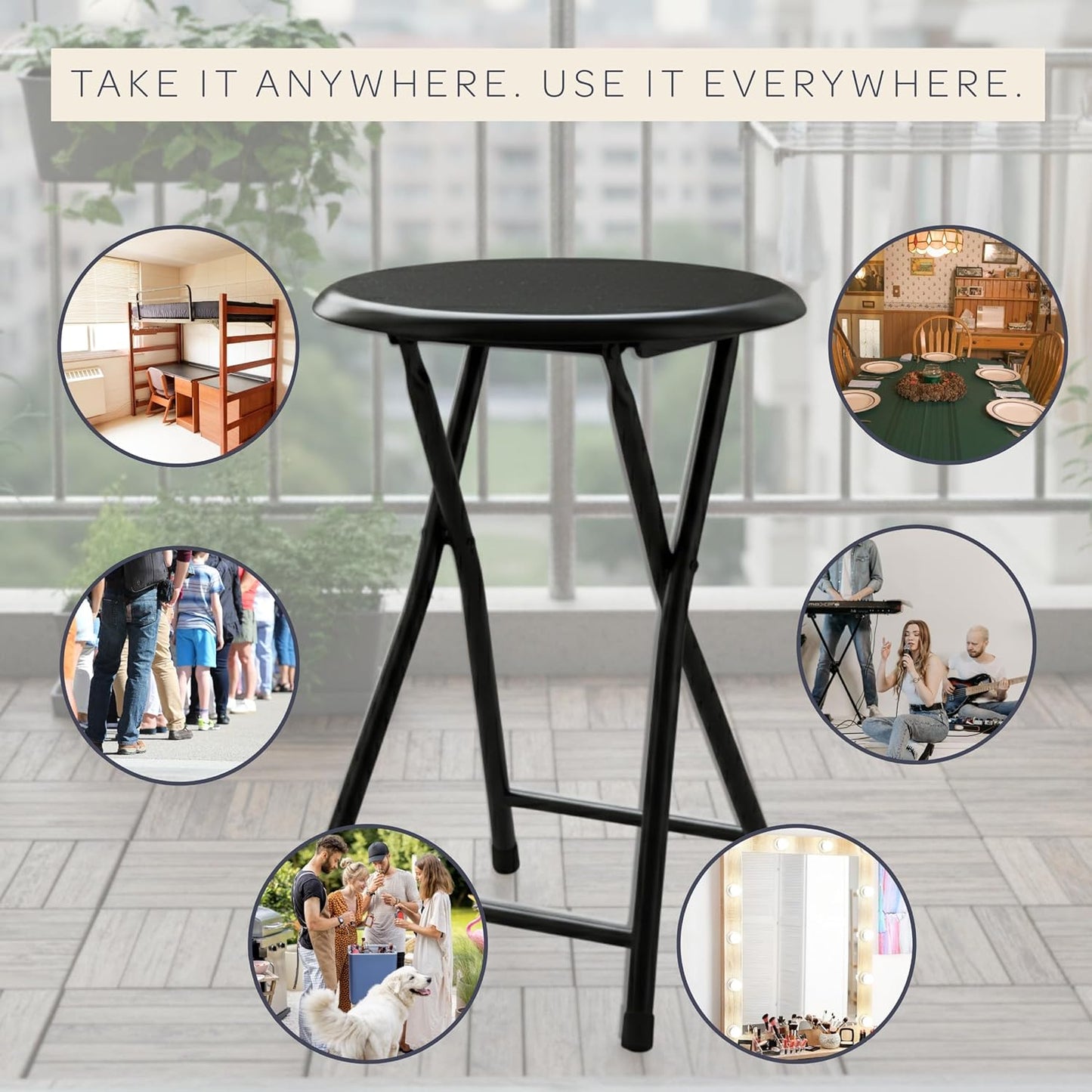 18-Inch 225lb Counter Folding Stool - Backless Stool with Capacity for Kitchen or Rec Room - Portable Indoor Bar Stools