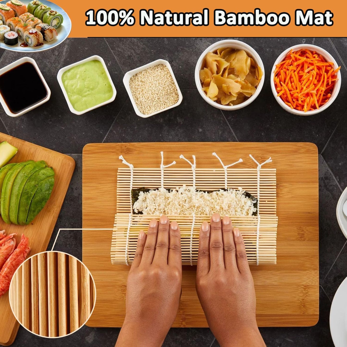 Onigiri Mold Set - 12pcs Spam Musubi Maker Press Rice Ball Mold Sushi Rolling Mat Sushi Making Kit with 50pcs Onigiri Wrappers and Stickers for Lunch Bento and Home DIY