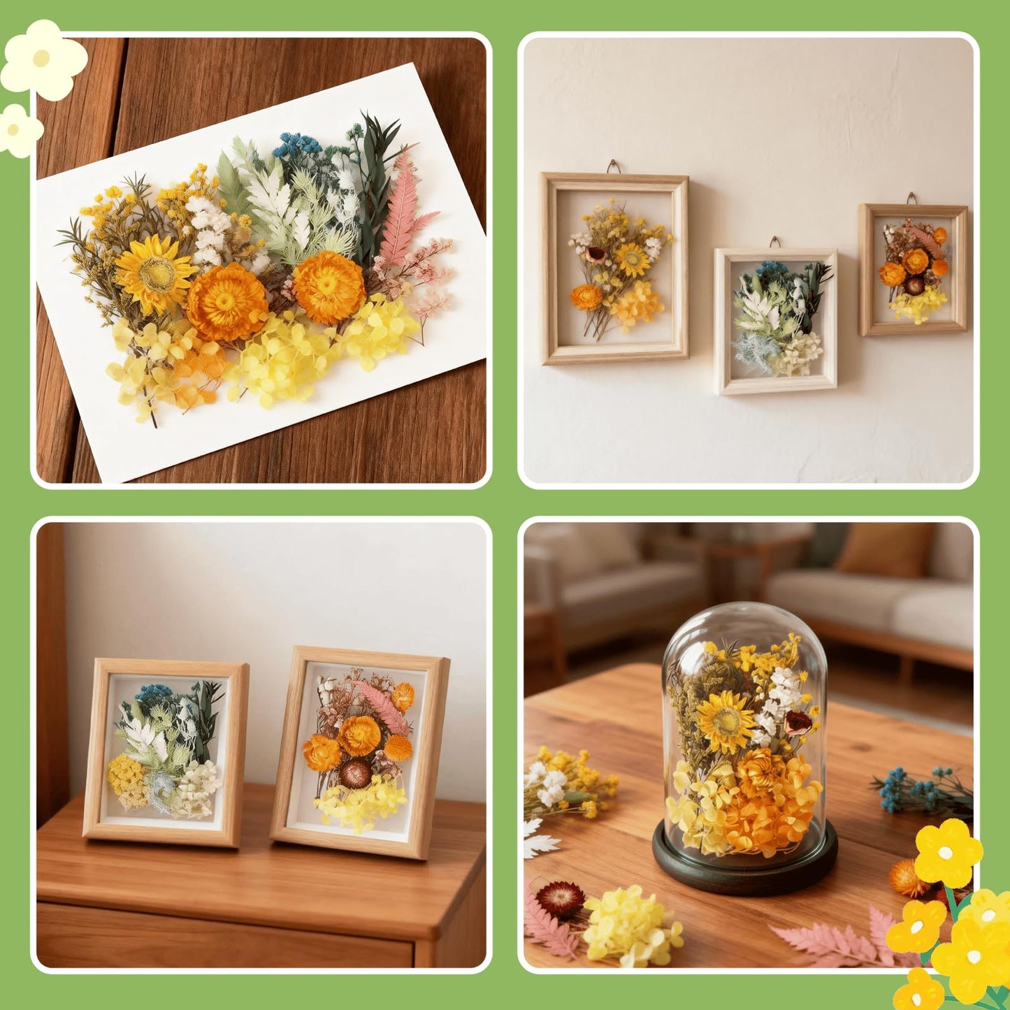 QinXunTa 2PCS Dried Flowers Kit, Natural Dried Flowers Kit for DIY Crafts, Scrapbook, Card Making (Style18_24_27)