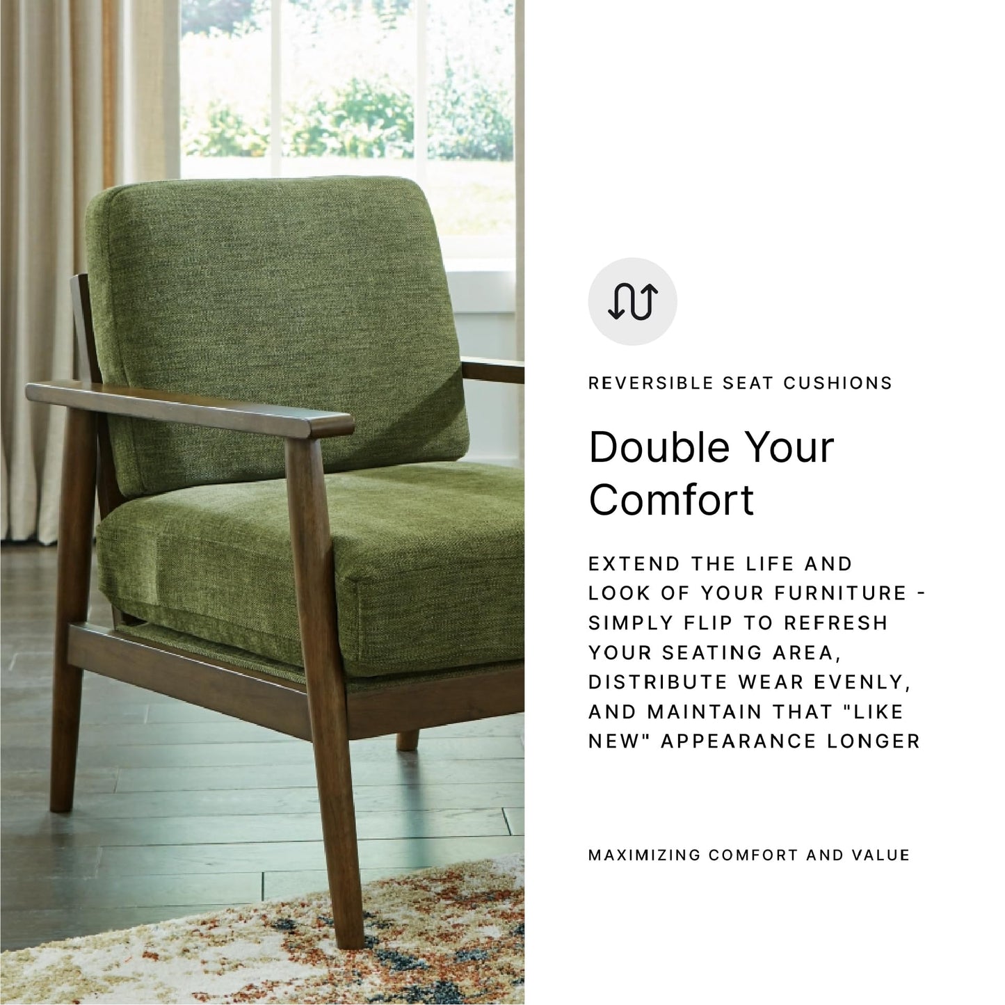 Signature Design by Ashley Bixler Mid-Century Modern Upholstered Showood Accent Chair, Green