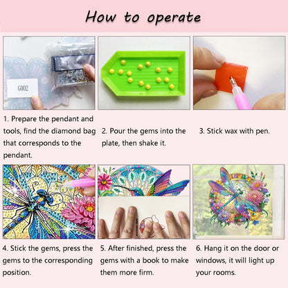 Muzagroo Art 5D Hummingbird Diamond Art Kits for Adults, Hanging Ornament Kits for Windows, DIY Special Shaped Diamond Art Suncathcer, Crystal Window Hanging Pendant Ornament 2PCS (Hummingbird)