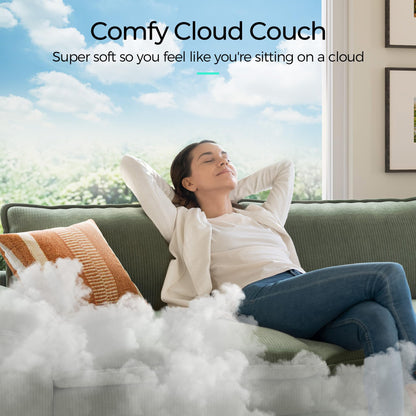 LINSY HOME Modular Sectional Sofa - 157 Inch Oversized Corduroy Cloud Couch with Movable Ottoman Soft Modern Comfy Sofa Set for Living Room Apartment Office, Green