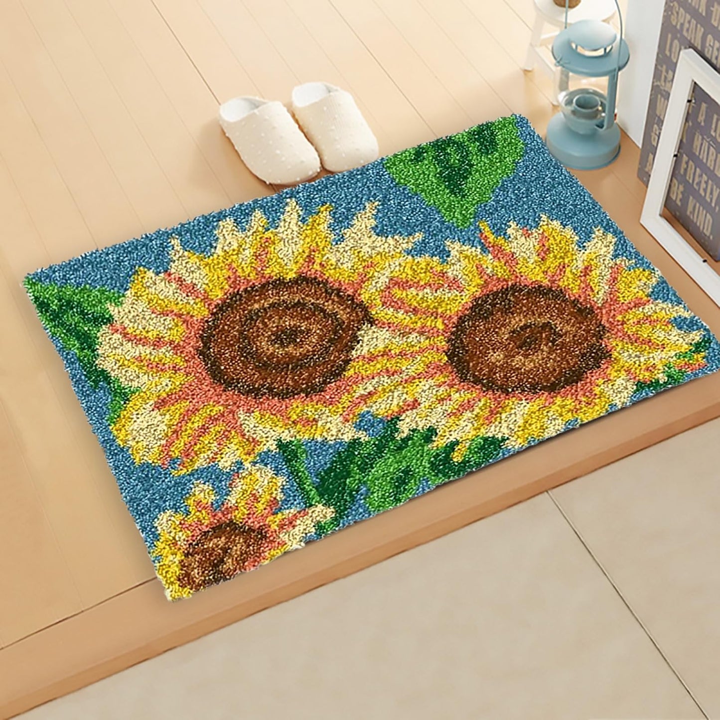 ZFFLYH Latch Hook Kits for Adults Kids, DIY Rug Tapestry Crochet Yarn Kits Crafts Mat Cushion Embroidery Arts with Printed Canvas for Home Decor Festival Gift,3 Mushrooms
