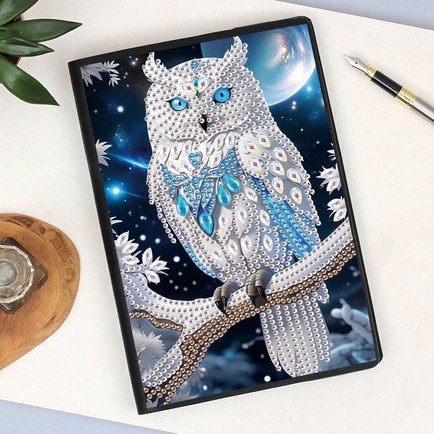 DCIDBEI Diamond Painting Owl A5 Notebook Kit for Adults - Modern Style, Multicolor, Non-Foldable