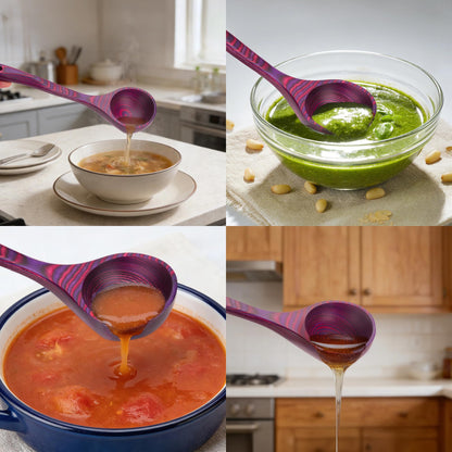 8 PCS Pakkwood Left-Handed Kitchen Utensil Set | Kitchen Cooking Utensil Set with Soup Ladle | Pakkawood Utensils | Non-Stick Wooden Spoons for Cooking | Byzantium