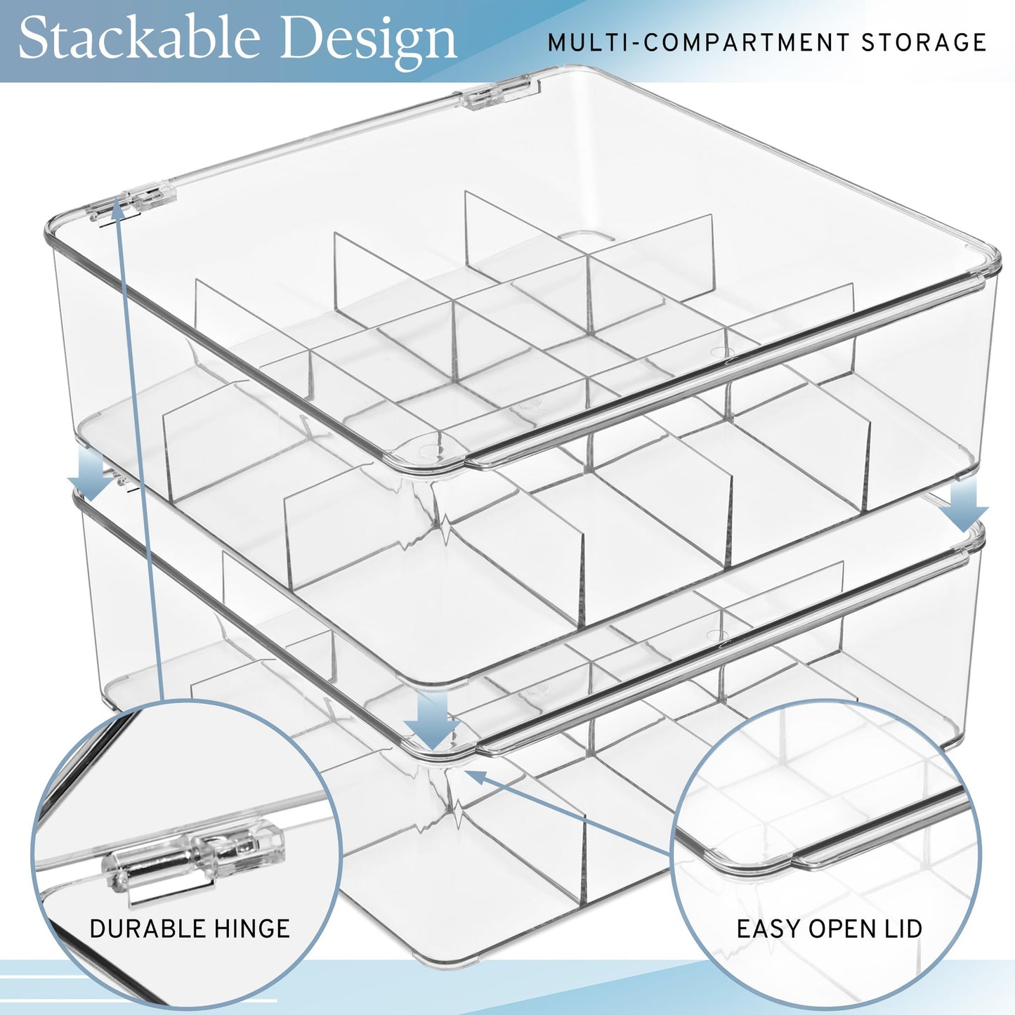Sorbus Tea Bag Organizer, Stackable Tea Bag Storage Organizer with 12 Compartments and Hinged Lid, Plastic Tea Bags Holder for Kitchen Organizers
