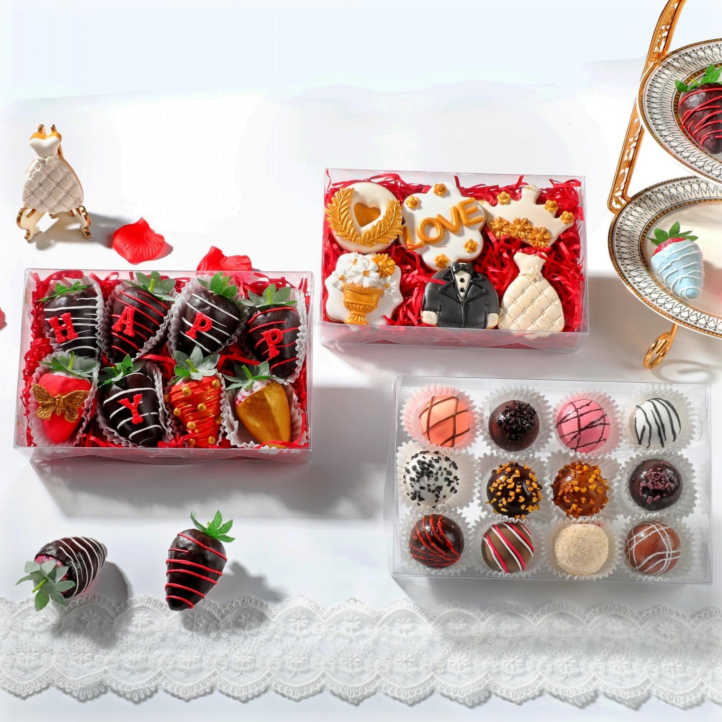 SLShePack 20PCS 8x5x2 Inch Clear Cookie Boxes Chocolate Covered Strawberry Boxes Bakery Boxes with Window Cakesickle boxes Chocolate Truffle Boxes Pretzel Boxes
