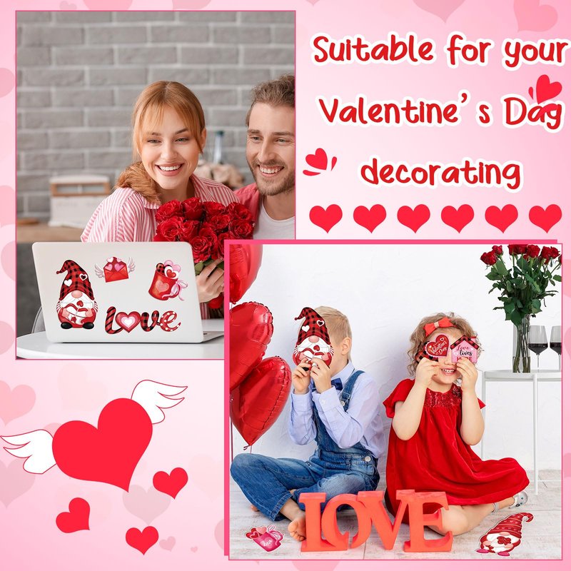 Blosssound 9 Pieces Sweet Magnets Buffalo Plaid Magnetic Stickers Gnomes Heart Love Fridge Magnet Decals for Holiday Refrigerator Metal Door Garage Decorations
