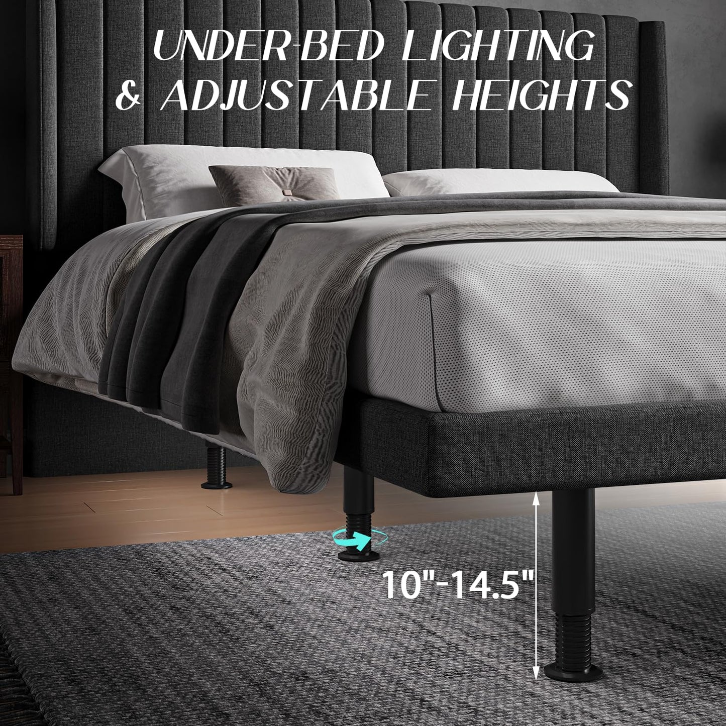kaipuyiree Adjustable Bed Frame Queen with Massage -Wireless Remote Electric Power Bed Foundation Under-Bed Lighting | Zero Gravity | USB PortsX2 | Height Adjustable Legs