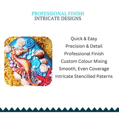 Watson & Webb Foundation Selection - 17pcs Cake Airbrush Decorating Kit - Inc Professional 3 Speed Mains Powered Spray Gun, 13 Vibrant Colours, and Tools - for Food, Cakes, Cookies & Baking