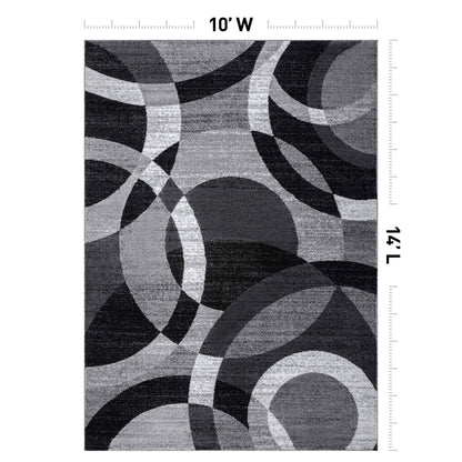 Rugshop Contemporary Abstract Circles Perfect for high Traffic Areas of Your Living Room,Bedroom,Home Office,Kitchen Area Rug 10' x 14' Gray