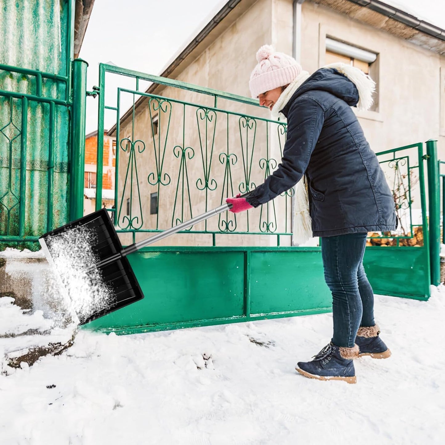 Yardwe Portable Snow Shovel 55.9 Inch Detachable Antislip Tool for Car Trunk Garden Camping Ice Removal