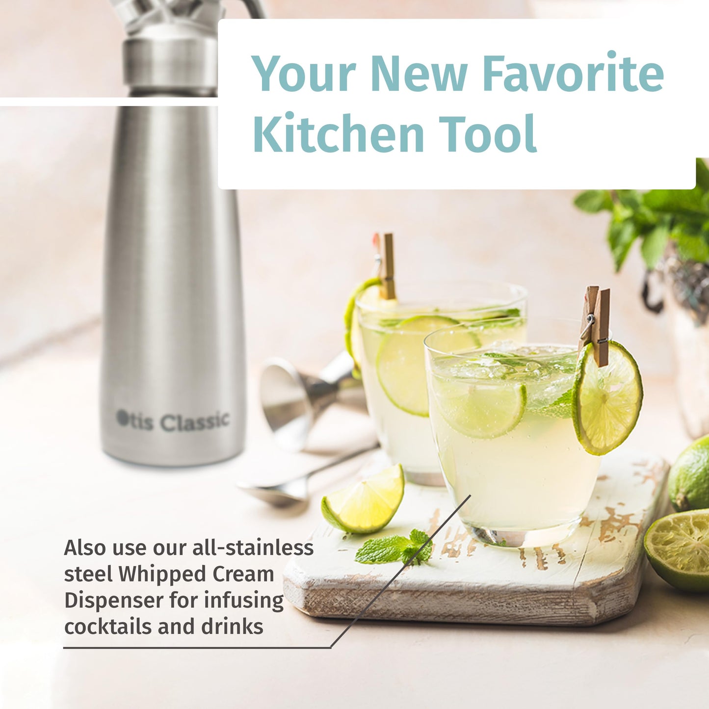 Otis Classic 304 Stainless Steel Whipped Cream Dispenser, 500ml w/ 3 Decorating Nozzles - Commercial Grade Quality Made of Food Grade Stainless Steel - Easy to Use and Clean Ideal for Desserts for Home Chef