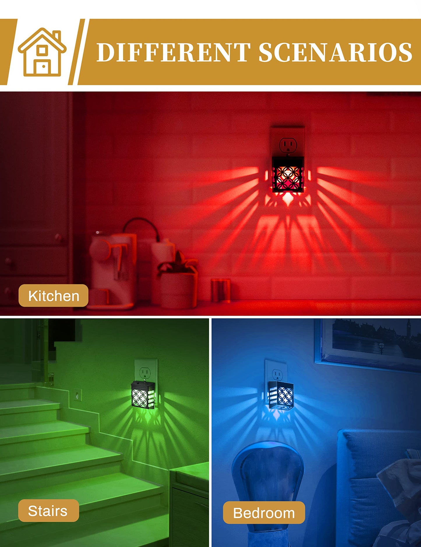 Night Light, Nights Lights Plug Into Wall [2 Pack], Plug in Night-Light, Nightlight, Dusk to Dawn Sensor, Adjustable Brightness Nightlights for Bathroom, Hallway, Stairway, Soft White
