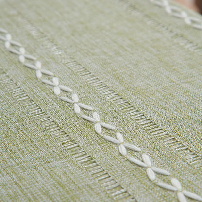24 24 Inch Rustic Bedside Square Small Tablecloth Striped Embroidered Washable Sage Green Table Cover Farmhouse