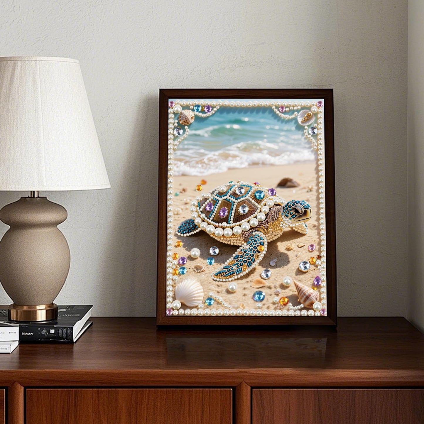 WSLWXSHM Pearl Diamond Painting Kits for Adults Sea Turtle, 5D Special Shape Diamond Art Kits for Beginners, Crystal Rhinestones Diamond Painting for Home Wall Decoration Gift 12×16inch Animal