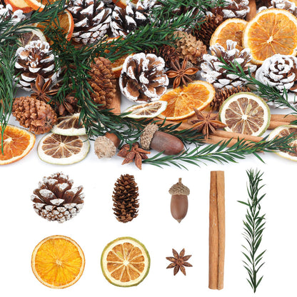 Wlicon Christmas Potpourri Bowl Filler, Natural Pinecone, Cinnamon Sticks, Dried Orange Slices, Star Anise, Acorns for Crafts for Christmas Wreath Vase Filler Christmas DIY Crafts Party Decor