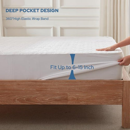 BEDLORE Waterproof Mattress Protector - Soft Breathable Twin XL Pad with Deep Pocket 6"-15" Depth