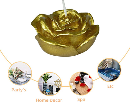 Zest Candle 12-Piece Folding Candles, 3-Inch, Metallic Gold Rose