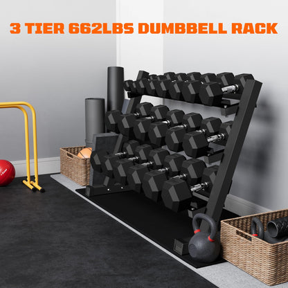 GOIMU Dumbbell Sets with Rack, Rubber Hex Dumbbells, 220/280/360/450/550LBS, Hand Weights with Chrome Handle for Strength Training(550LBS with Rack)