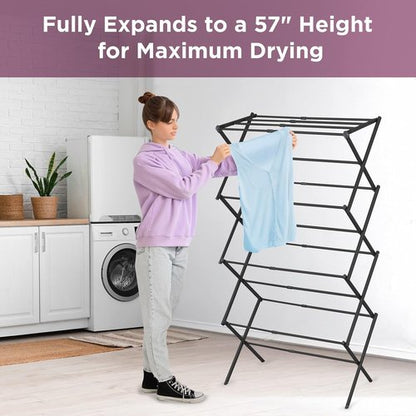 BLACK+DECKER 4-Tier Clothes Drying Rack - Expandable & Collapsible, Space-Saving Design for Towels & Delicates