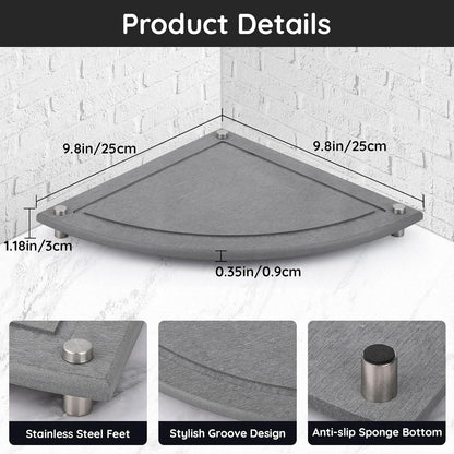 Segbeauty 9.85in Water Absorbing Stone Drying Tray, Quick Dry Diatomaceous Earth Corner Countertop Organizer for