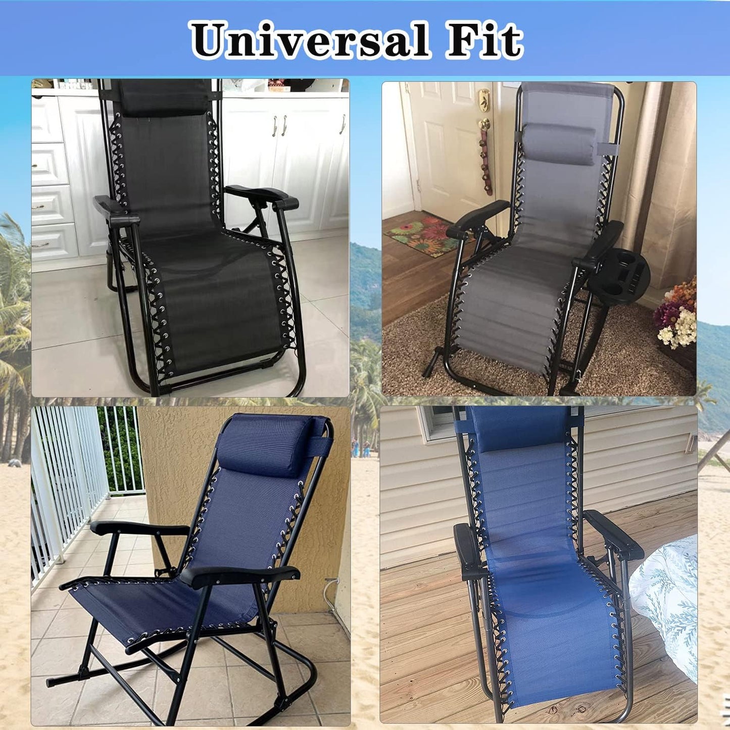 21 Inch Zero Gravity Chair Replacement Fabric with Bungee Cord Kit, Wide Repair Cloth with Replacement Cord