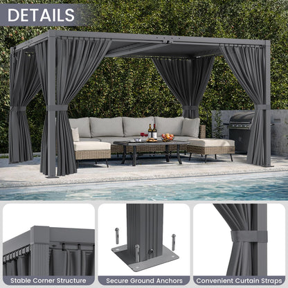 SAILARY Louvered Pergola 12' x 20', Large Outdoor Aluminum Pergola with Reinforced Steel Roof, Heavy-Duty Hardtop Gazebo for Patio Garden, Weatherproof Sun Shade Shelter, Grey