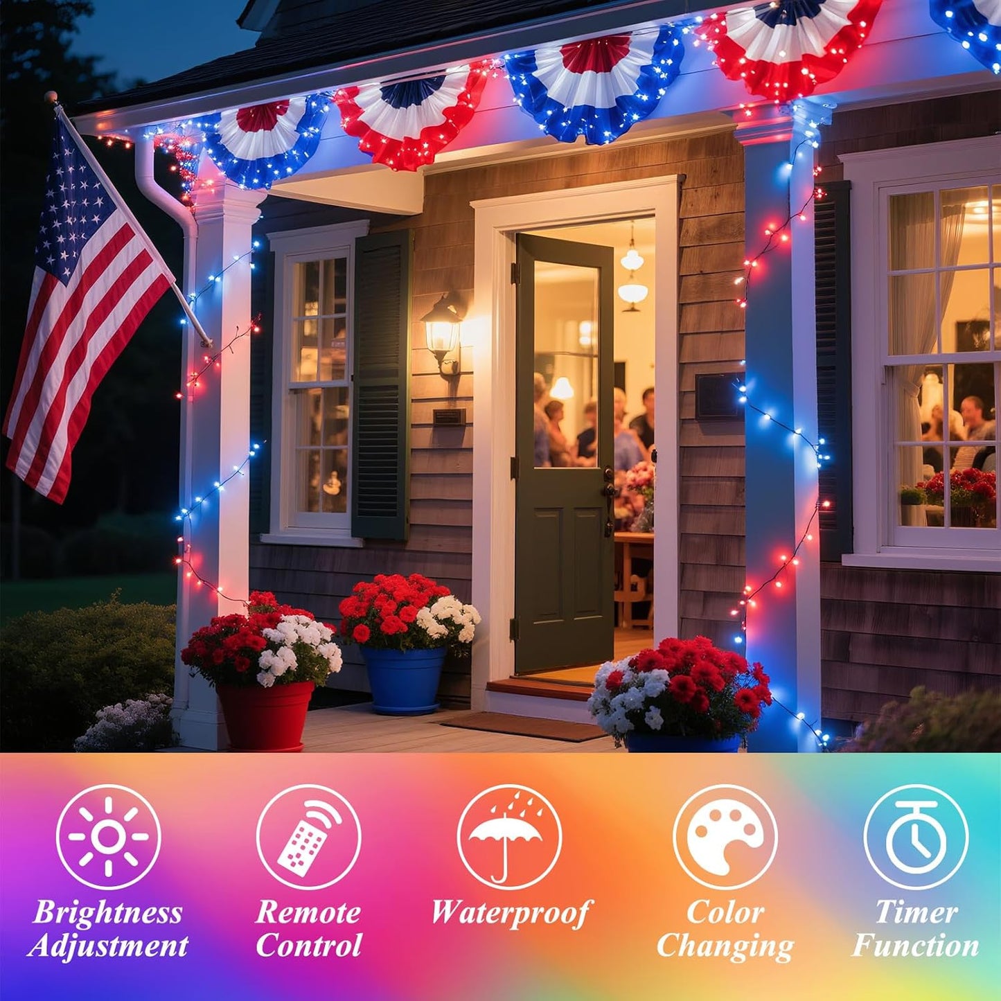 164FT 35 500 Christmas Lights Outdoor, Colors Changing LED Easter String Lights Green Wire Remote Timer, Waterproof