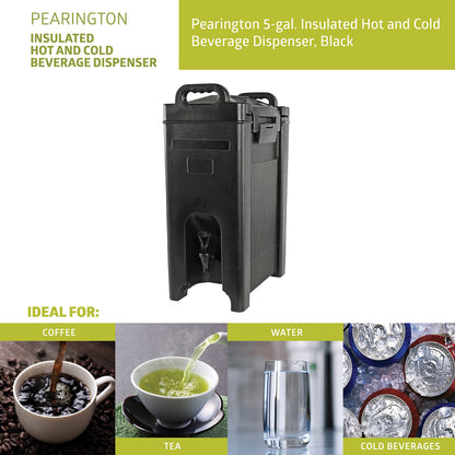 Pearington 5-gal. Insulated Hot and Cold Beverage Server/Dispenser, Black