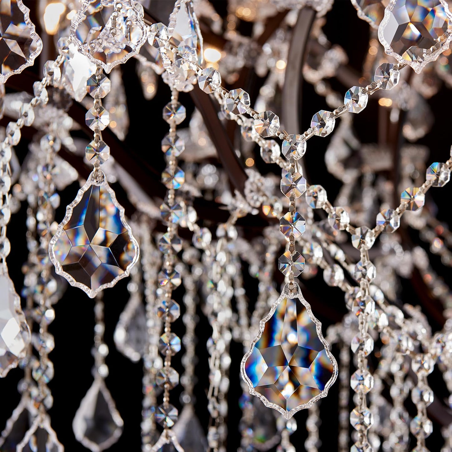 HUANXISHA 42 Lights Large Crystal Chandeliers for High Ceilings Maria Theresa Chandelier Light Fixture Vintage Chandelier for Foyer Hallway Entryway Staircase Brown 75" H x 49.2" D