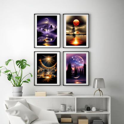 12 Pack Diamond Painting Kits for Adults, Moon Landscape 5D Diamond Art for Adult Beginners,Bulk DIY Full Drill Round Gem Paintings Dot Art Sets,Home Wall Decor 9.8x13.8 Inch