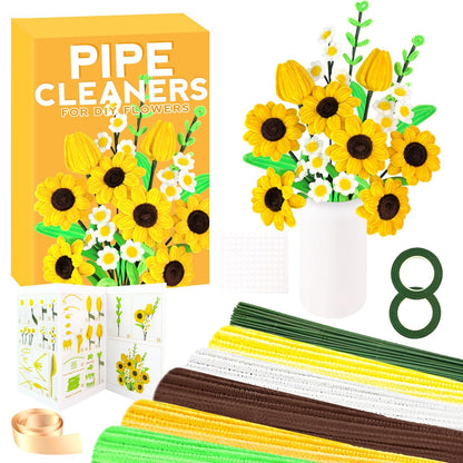 ZEIZHUBN 270 Pieces Pipe Cleaners, Pipe Cleaners Flower Bouquet Kit, Flower Making Kit with Floral Wires Tape, Art and Craft Supplies Projects DIY Decoration Holiday Party Birthday Gifts