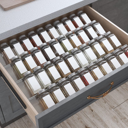 Antimbee Spice Drawer Organizer, 4 Tier- 8 Pack Kitchen Spice Rack Tray for Drawer, Expandable From 13" to 26" Acrylic Seasoning Organizer Rack Holds up 56 Spice Jars (Jars not Include)