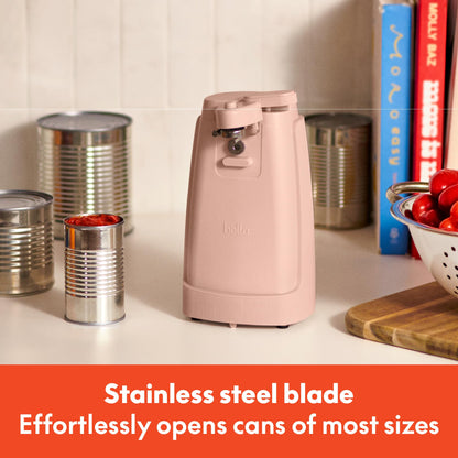 bella Electric Can Opener and Knife Sharpener, Removable Cutting Lever, Cord Storage, Stainless Steel Blade, Blossom