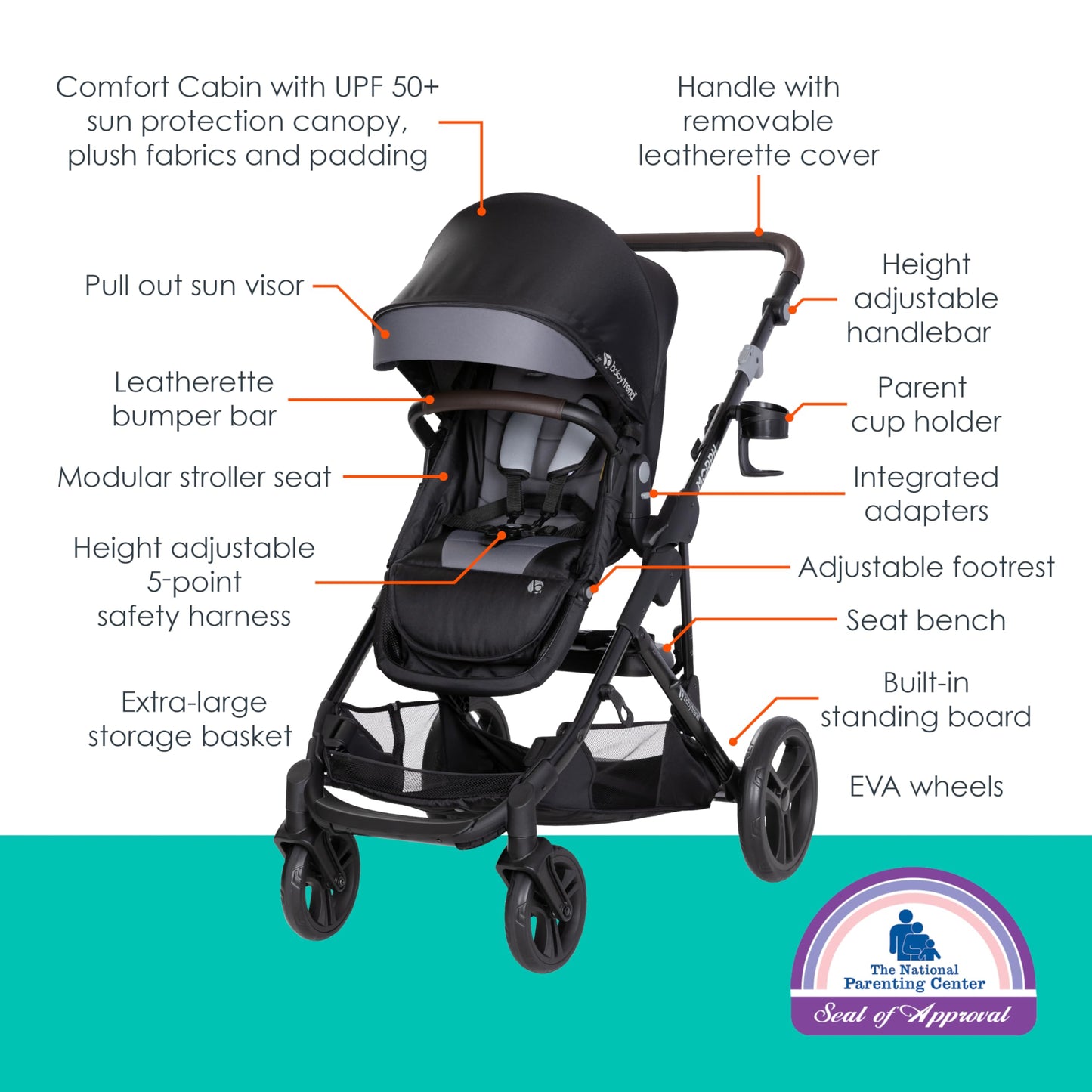 Baby Trend Morph Single to Double Modular Stroller, Dash Black