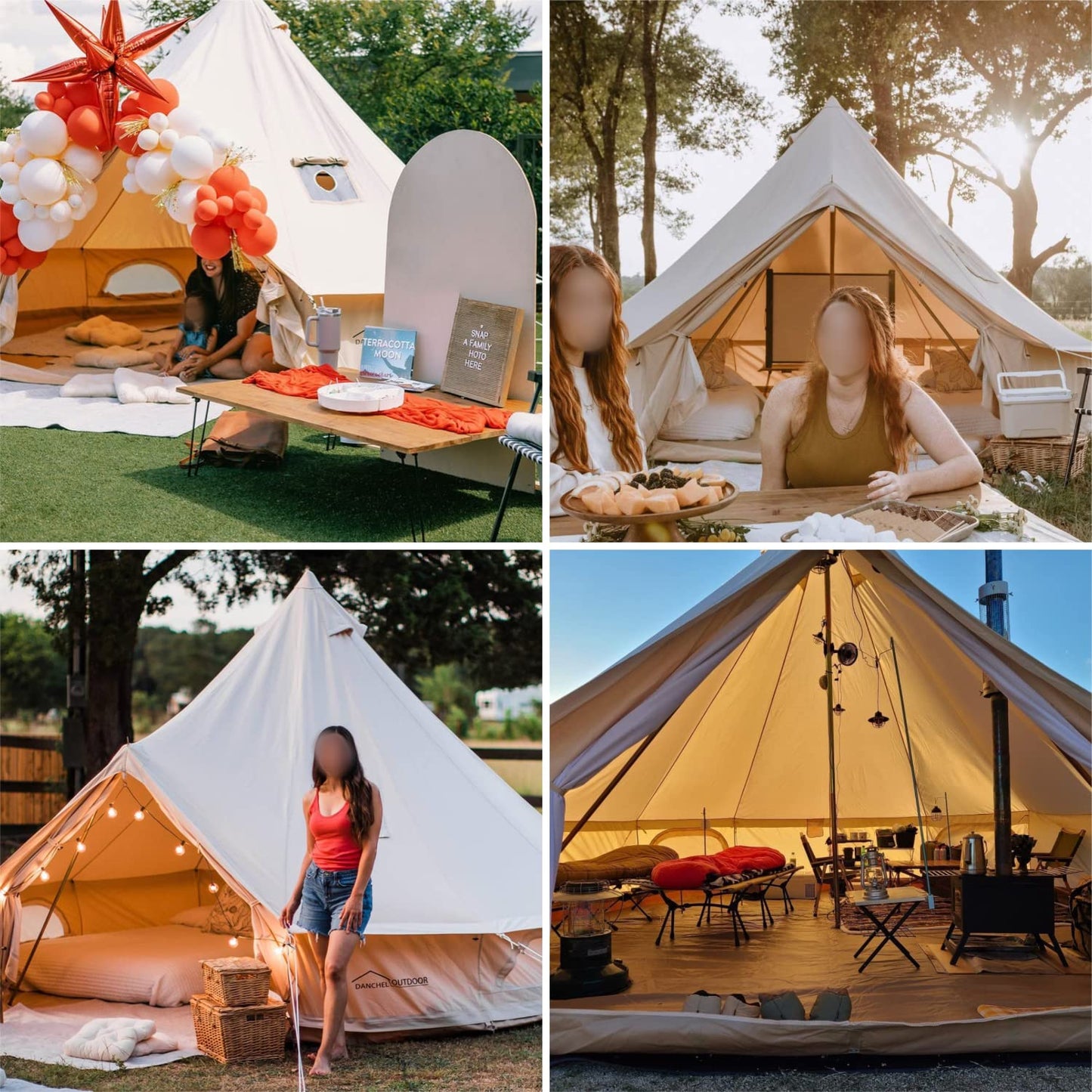 DANCHEL OUTDOOR B5PRO 4 Season Canvas Tent with Stove Jack Camping, Large Bell Tent with AC Port Yurt All Year Living, Luxury Glamping for 8 Person Hunting Party, 20ft/6m