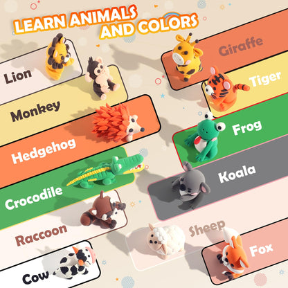 Air Dry Clay Kit - Animal Theme, Modeling Clay for Kids, DIY Model Magic Clay with Sculpting Tools and Tutorials, 12 Boxes Molding Clay, Ultra Light, Soft & Non-Sticky, Arts and Crafts Gift for Kids