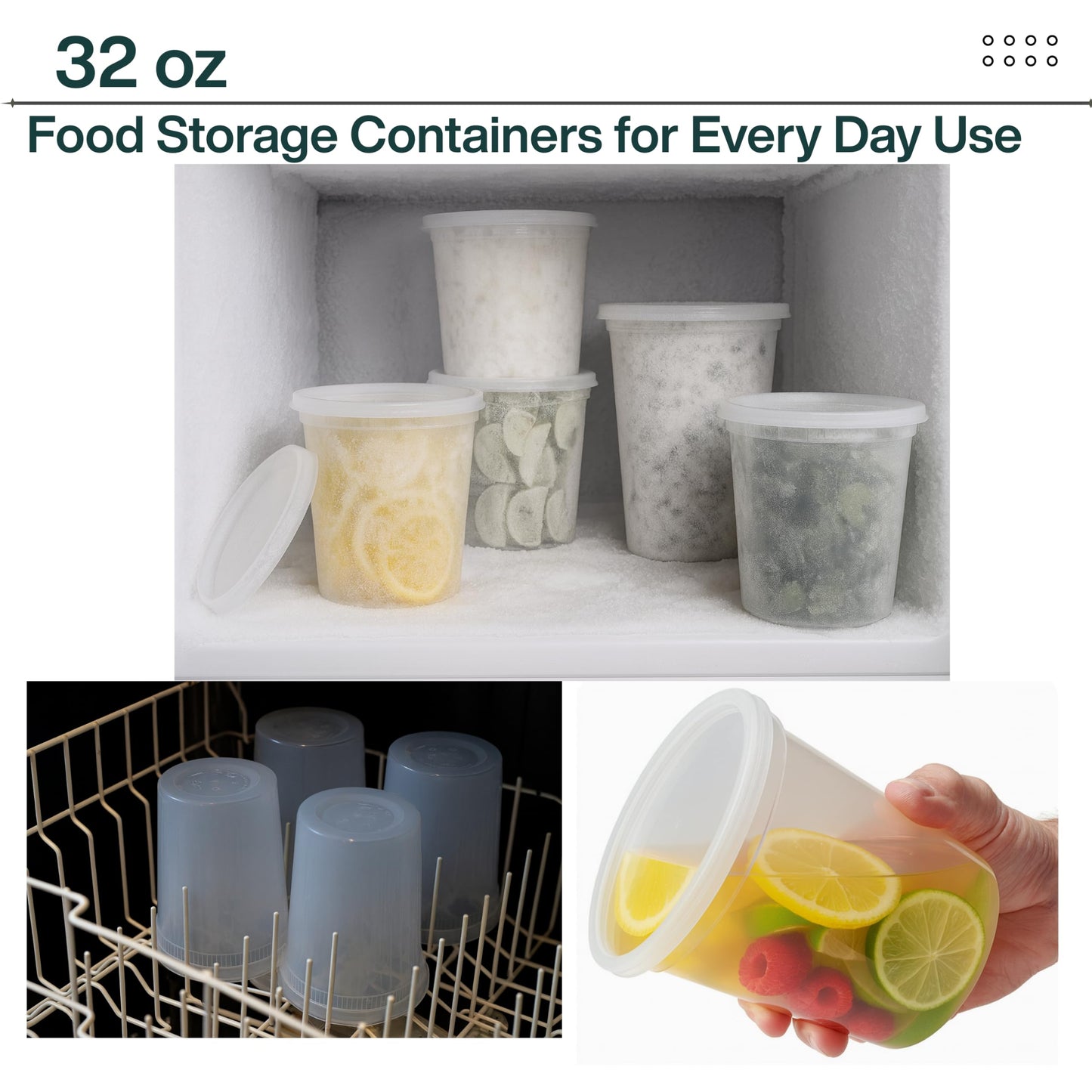 ProTakeOut 32oz [20 set] Heavy Duty Plastic Deli Container | BPA-Free Food Storage with Airtight Leak‑Proof Lids | Microwave, Freezer & Dishwasher Safe – Stackable, Bulk Reusable Soup & Meal Prep Tub