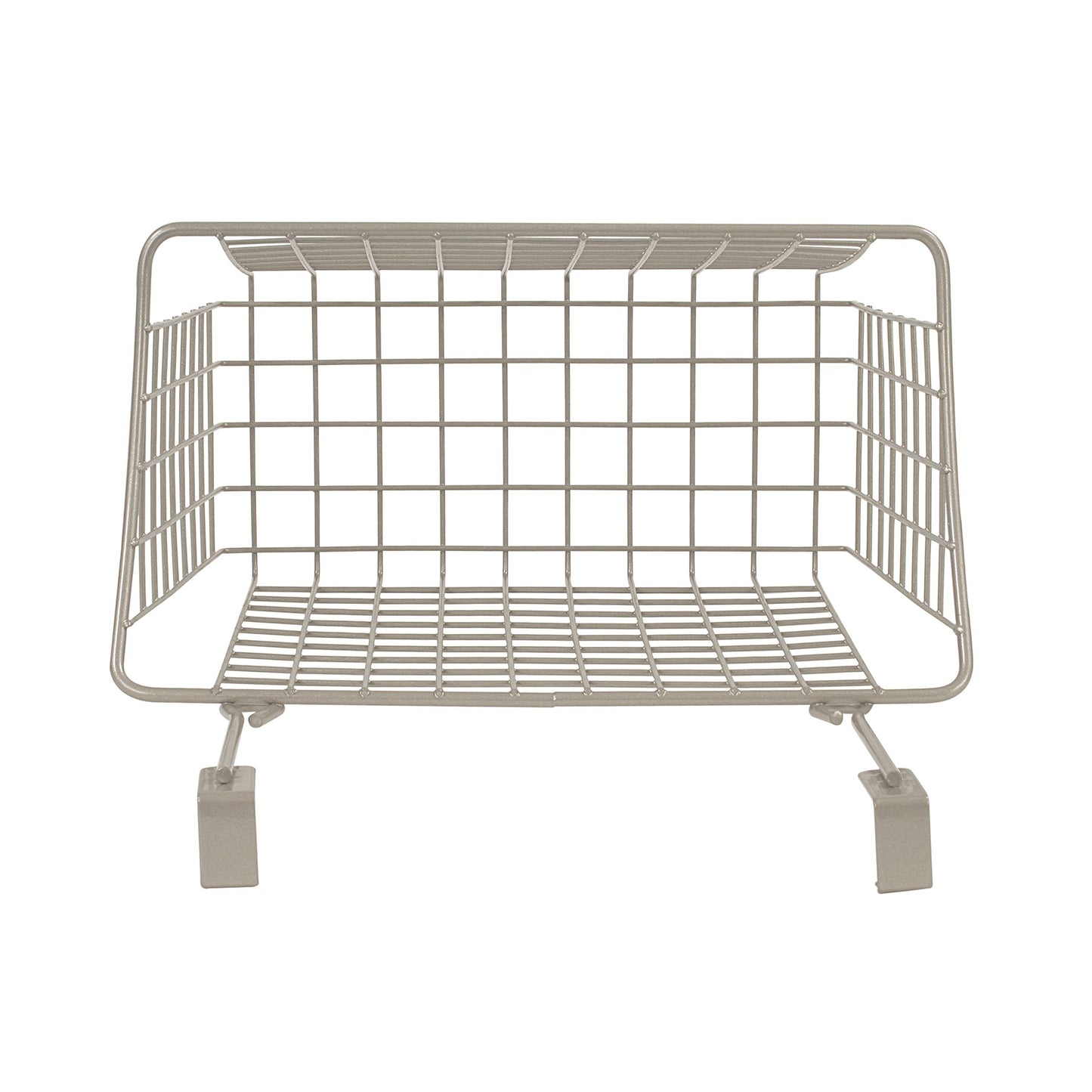 Spectrum Hanging Baskets for Organizing (Large, Satin Nickel) - Grid Over the Cabinet Wire Basket for Kitchen or Bathroom - Door Hanging Storage Organizer for Cleaning Supplies, Washcloths, & Towels